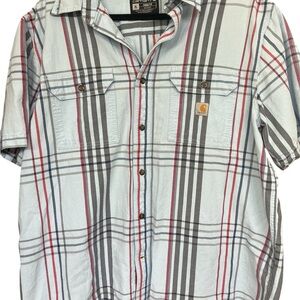 Vintage Carhartt Red and Gray Casual‎ Button Down Shirt, Men’s Size XL